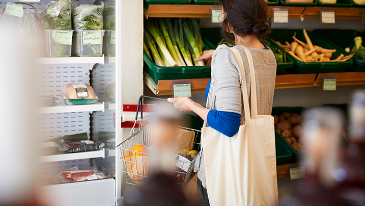 Female,Customer,With,Shopping,Basket,Buying,Fresh,Leeks,In,Organic